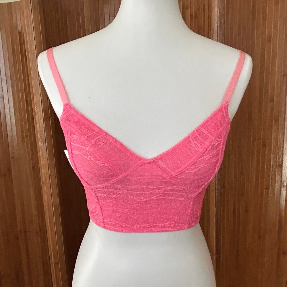 Intimately Free People Bright Pink Bralette NWT Lace Crop Top S